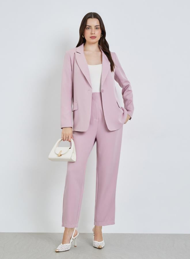 Styli Pink Oversized Notch Lapel Blazer - Image 1